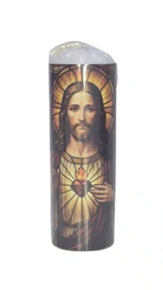 Vela Média Votiva Vitral - 5 x 14 cm - Sagrado Coração de Jesus