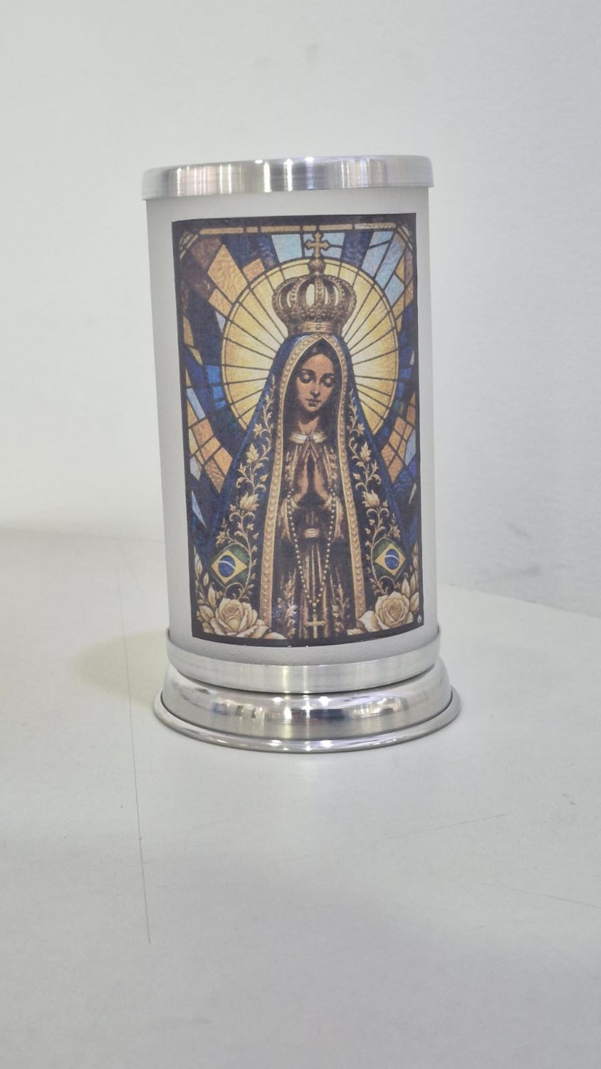 Porta Vela com Imagem Colorida Vitral - N. S. Aparecida