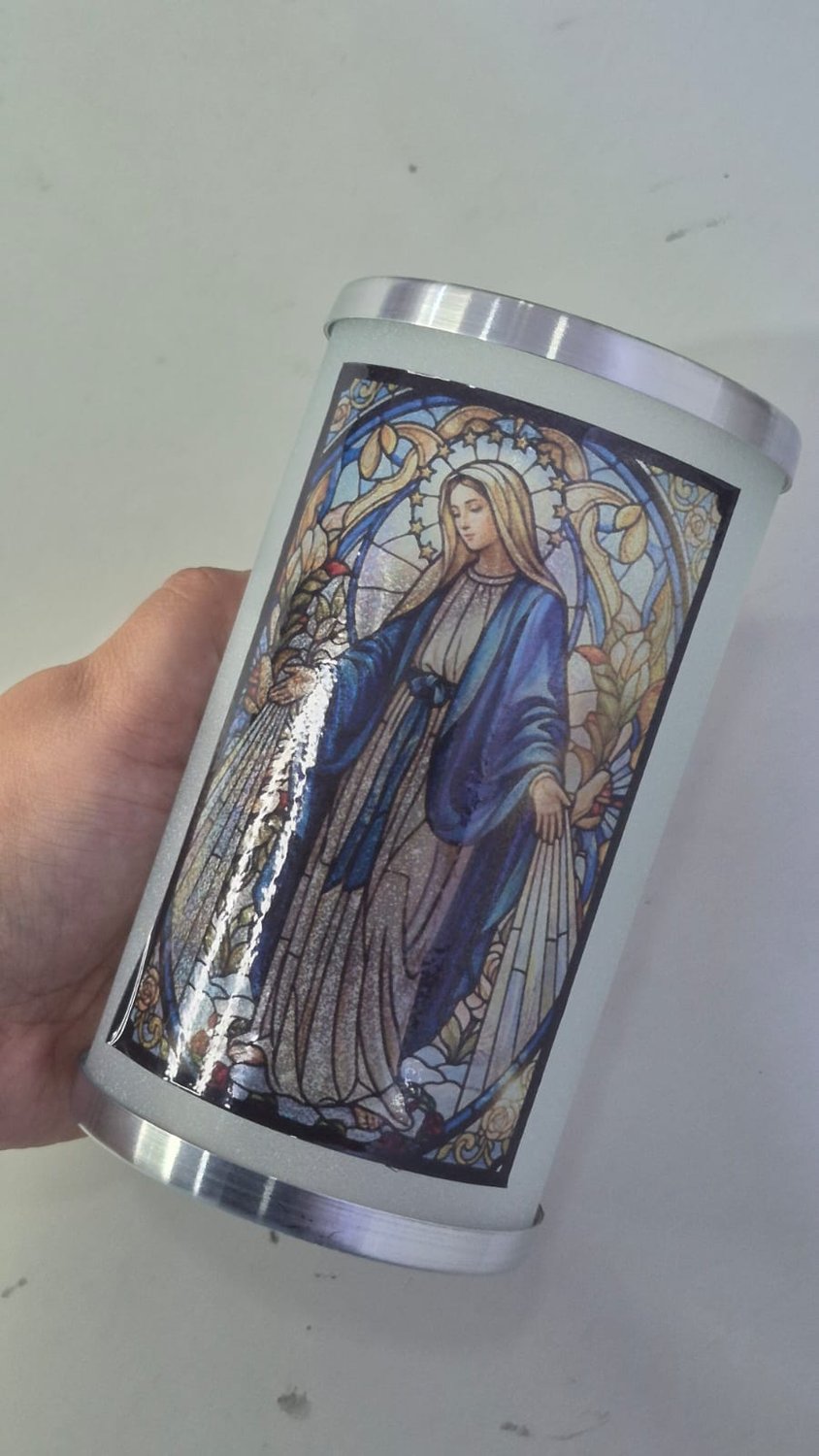 Porta Vela com Imagem Colorida Vitral - N. S. das Graças