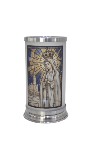 Porta Vela com Imagem Colorida Vitral - N. S. de Fátima
