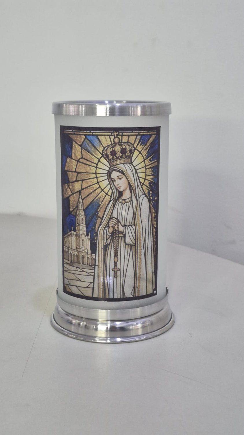 Porta Vela com Imagem Colorida Vitral - N. S. de Fátima