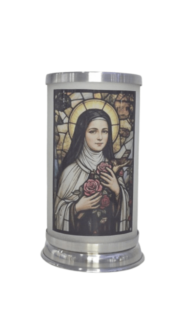 Porta Vela com Imagem Colorida Vitral - Santa Terezinha