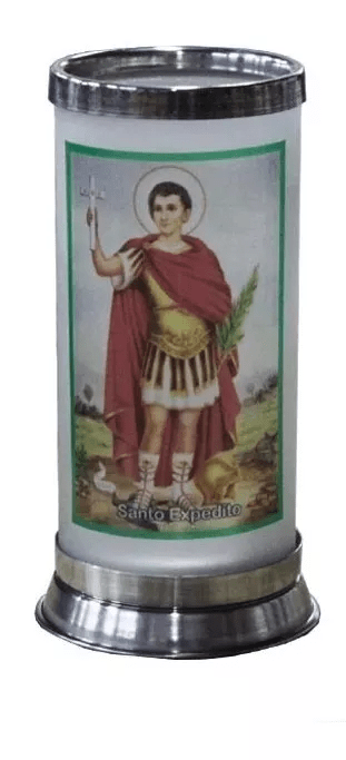 Porta Vela  com Imagem Colorida - Santo Expedito -