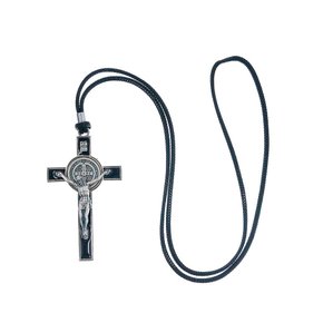 Colar - Crucifixo Metal com Medalha São Bento - 7,8 cm -