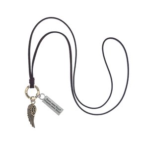 Colar em Couro - Jovem Cristão Asa de Anjo -