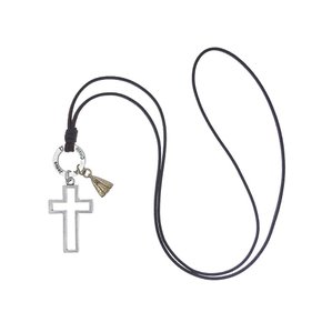 Colar em Couro - Jovem Cristão Cruz -