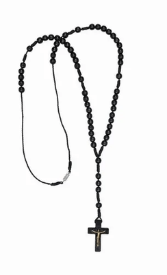 Colar Terço no Cordão - Preto -