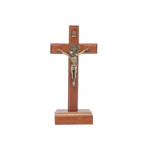 Crucifixo para Mesa - São Bento - 9 cm - Ouro Velho -