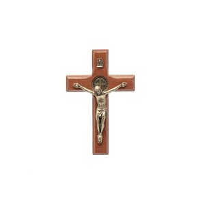 Crucifixo para Parede - São Bento - 7 cm - Ouro velho -