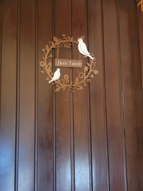 Guirlanda em MDF 3 mm Bem vindo Pássaro - 20 CM