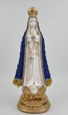 Imagem de gesso N S Aparecida - Flor de renda azul c/ strass - 39cm