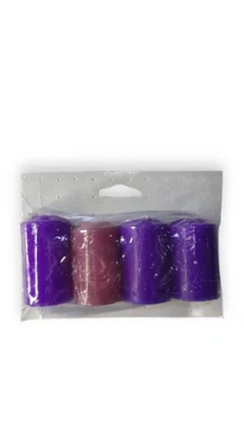 Kit 4 velas para Advento 3,5 x 5,0  - Lilás, Lilás, Rosa e Lilás