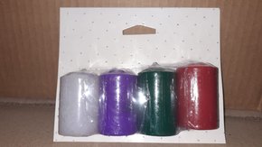 kit 4 velas para Advento - 3,5 x 5 cm - Lilás, Vermelha, Verde e Branca