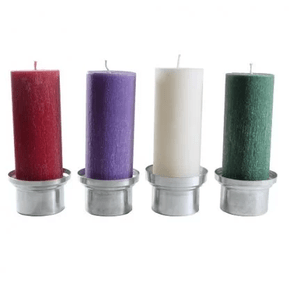 Kit 4 Velas para o Advento - 7 x 20 cm - Texturizadas - Lilás, Vermelha, Verde e Branca