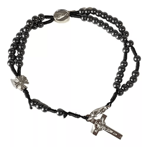 Kit com 3 Terço de Pulso Nossa Senhora Aparecida Hematita -