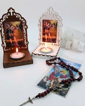 Kit de Quaresma de São Miguel - Oratório,40 velas e terço