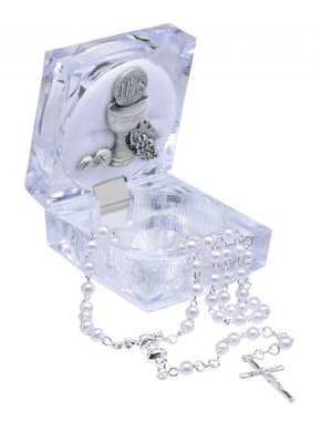 Lembrança Eucaristia Acrílico com Terço -