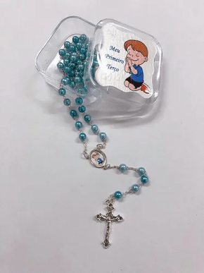 Meu Primeiro Terço Menino - Caixinha de Acrílico -