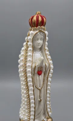Nossa Senhora de Fátima de Gesso com pérola e strass - 20cm