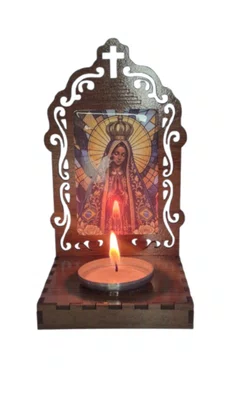 Oratório N. S. Aparecida Resinado em MDF com Porta Vela