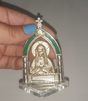 Pedestal Acrílico Arco Colorido " Imaculado Coração de Maria "