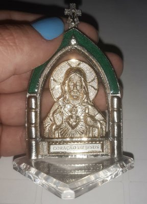 Pedestal Acrílico Arco Colorido " Sagrado Coração de Jesus "