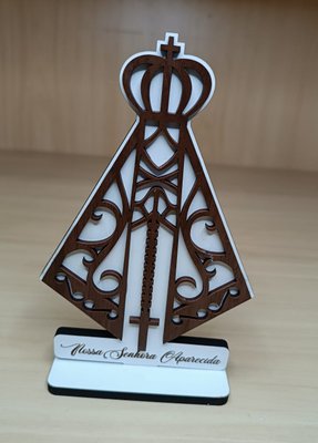 Pedestal com Base Nossa Senhora Aparecida 16 cm MDF -
