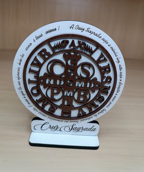 Pedestal Medalha de São Bento 15 cm - MDF