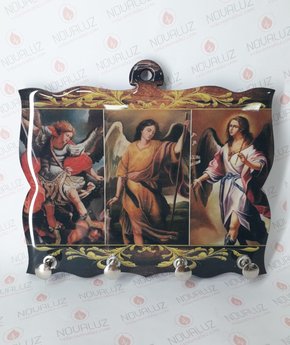 Porta Chaves 4 Pinos Resinado - 3 Arcanjos -