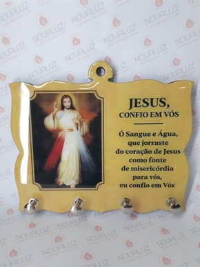 Porta Chaves 4 Pinos Resinado - Jesus Misericordioso -