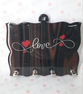 Porta Chaves 4 Pinos Resinado - Love -