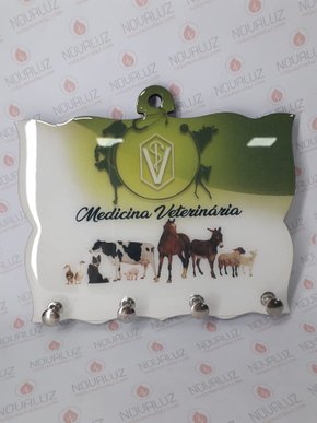 Porta Chaves 4 Pinos Resinado - Medicina Veterinária -