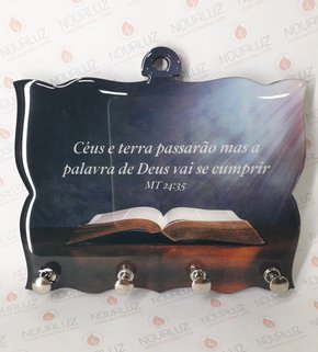 Porta Chaves 4 Pinos Resinado - Palavra de Deus -