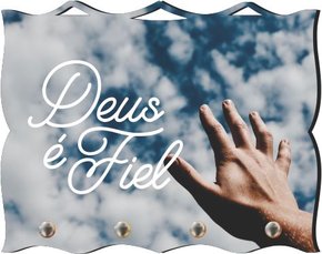 Porta Chaves com Imagem Fotográfica - Deus é Fiel - Mão -