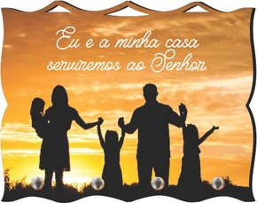 Porta Chaves com Imagem Fotográfica - Eu e minha Casa Serviremos ao Senhor -