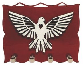 Porta Chaves  Madeirado com Silhueta - Divino Espírito Santo -