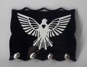 Porta Chaves  Madeirado com Silhueta - Divino Espírito Santo -