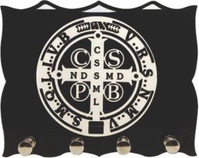 Porta Chaves  Madeirado com Silhueta - Medalha de São Bento -
