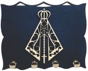 Porta Chaves  Madeirado com Silhueta - N. S. Aparecida -