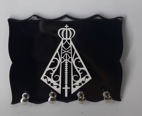 Porta Chaves  Madeirado com Silhueta - N. S. Aparecida -