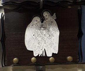 Porta Chaves  Madeirado com Silhueta - Sagrada Família -