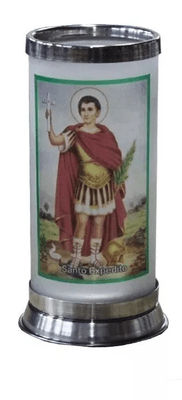 Porta Vela  com Imagem Colorida - Santo Expedito -