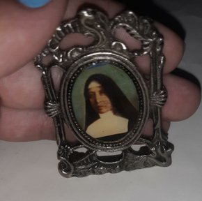 Quadrinho de Mesa Fundição " Madre Paulina " - Prata Velha -