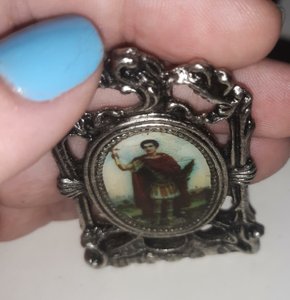 Quadrinho de Mesa Fundição " Santo Expedito " - Prata Velha -