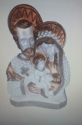 Sagrada Família com 30 cm - Imagem Branca com Pérolas