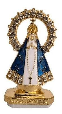 Santinha Nossa Senhora Aparecida P/ Painel Carro Dupla Face com Coroa de Strass