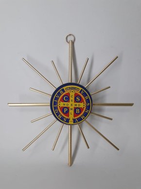 Adorno São Bento de Metal 15 cm -