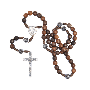 Terço Alfa e Ômega no Cordão com Entremeios em Metal -