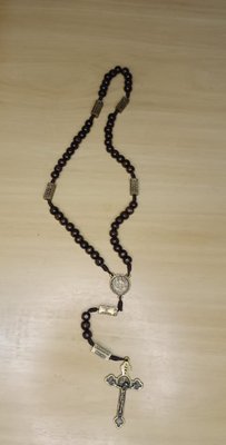 Terço Contemplação dos Mistérios  Madeira 8 mm São Bento -