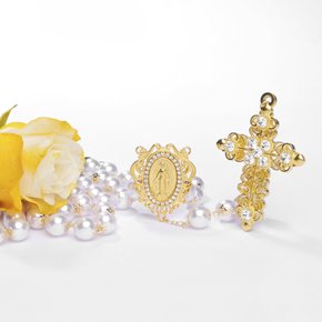 Terço de Noiva  Pérola com Strass -